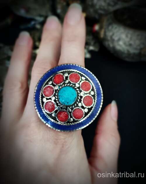 Непальское кольцо "Горные ягоды" синий